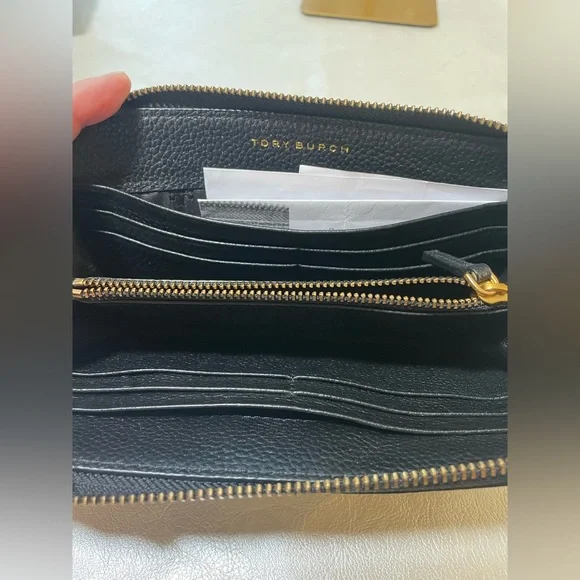 Tory Burch Black Pebbled Leather Wallet - Picture 8 of 14
